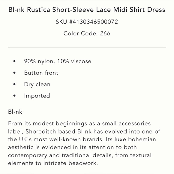 NWT Anthropologie Bl-nk Elegant Multicolor MIDI Lace Shirt Dress - Picture 5 of 5